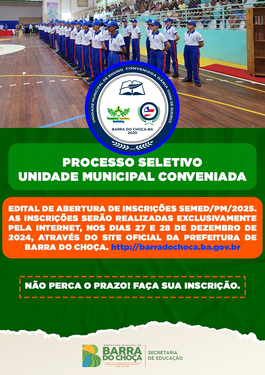 SEMED e Polícia Militar da Bahia abrem inscrições para admissão de alunos na UMEC Dária Viana